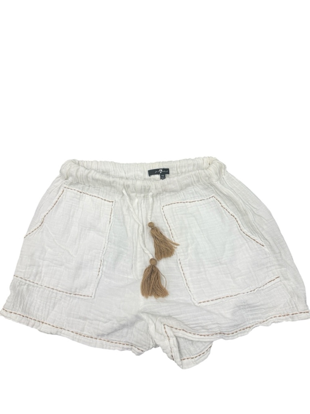 7 For All Mankind Lightweight White  Button Shirt & Drawstring Shorts Size XS - Picture 2 of 9
